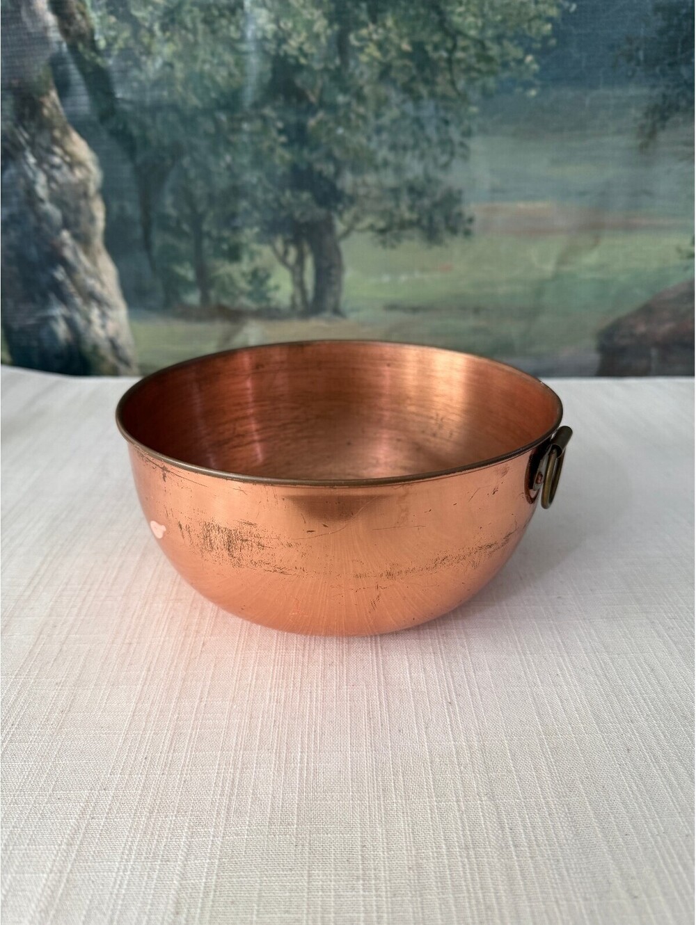 Copper bowl with ring handle